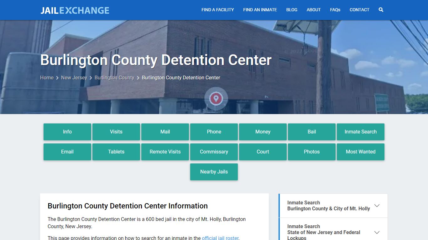 Burlington County Detention Center, NJ Inmate Search, Information