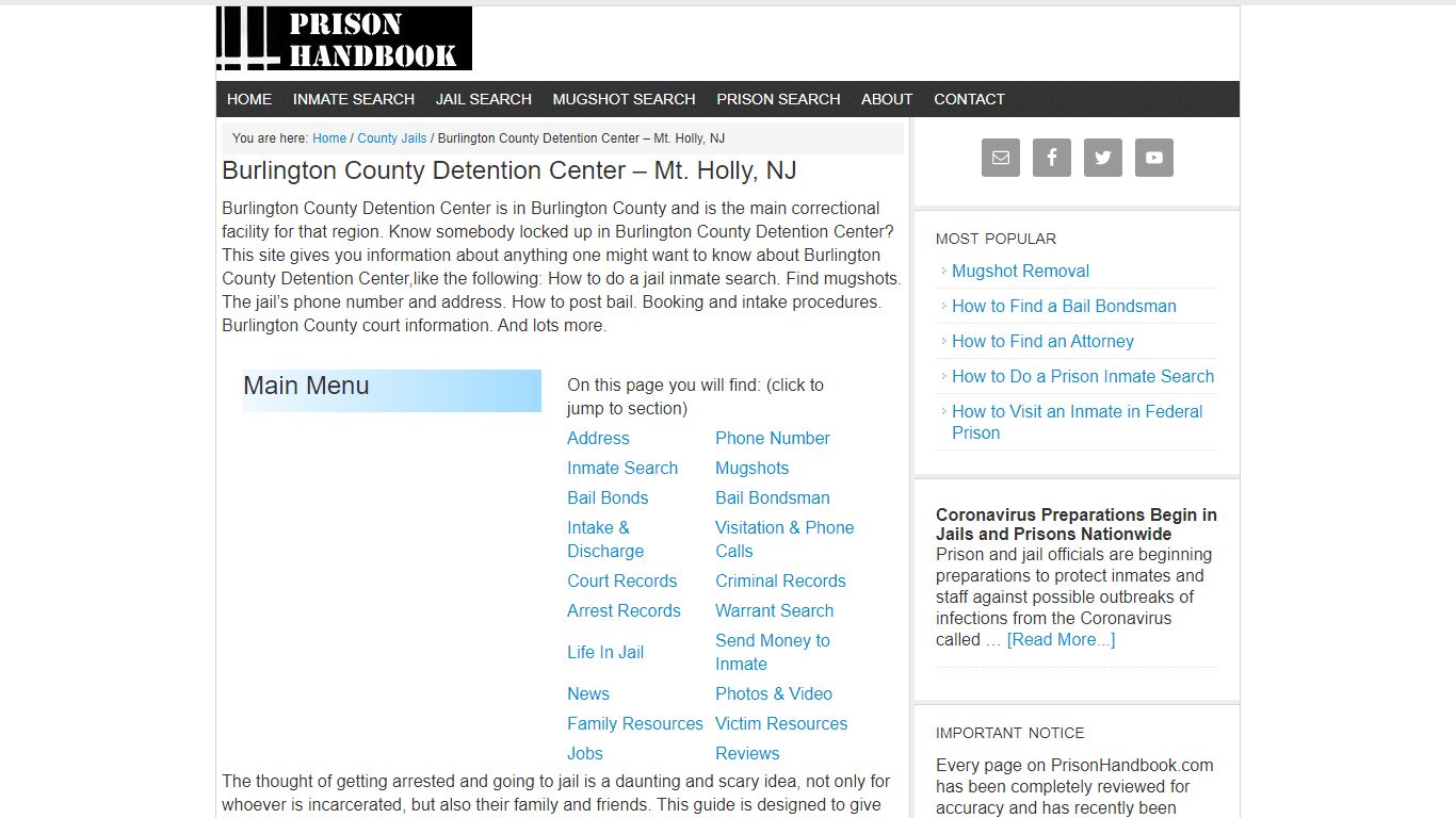 Burlington County Detention Center – Mt. Holly, NJ - Prison Handbook